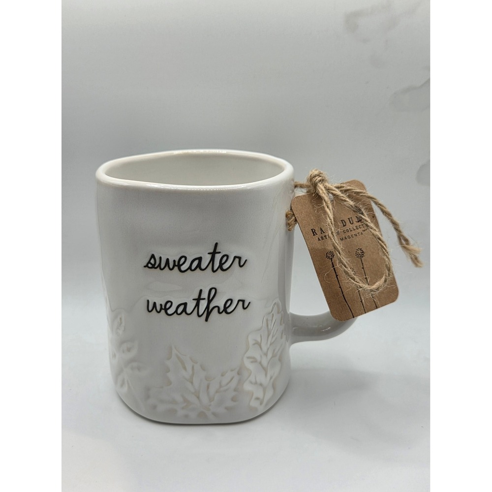 Rae Dunn Sweater Weather Mug Artisan Collection by Magenta Leaf Embossed NWT